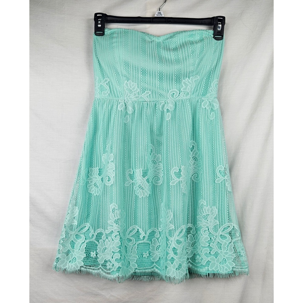 Vanity Mint Green Lace Strapless top Sweetheart Neckline Sz M Fairy‎ Boho